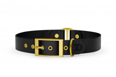 Dog Collar Duo: Black & Black with Gold