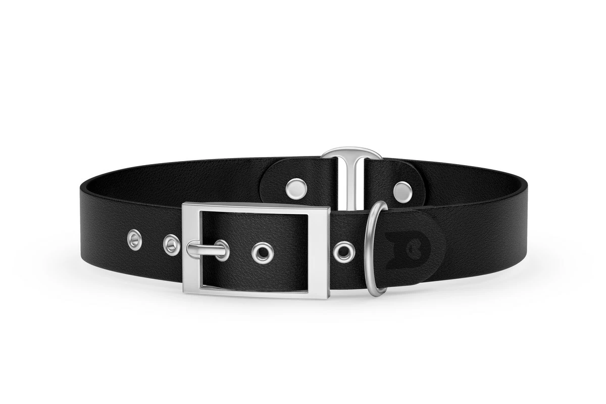 Dog Collar Duo: Black & Black with Silver