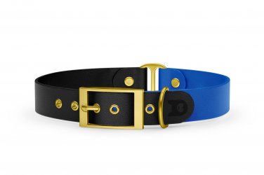 Dog Collar Duo: Black & Blue with Gold