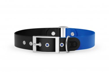 Dog Collar Duo: Black & Blue with Silver