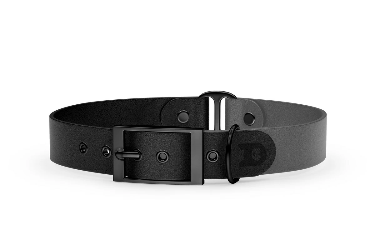 Dog Collar Duo: Black & Gray with Black