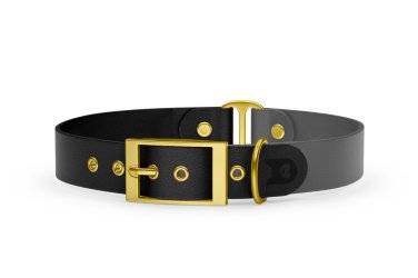 Dog Collar Duo: Black & Gray with Gold
