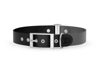 Dog Collar Duo: Black & Gray with Silver