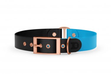 Dog Collar Duo: Black & Light blue with Rosegold