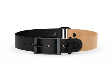 Dog Collar Duo: Black & Light brown with Black