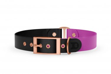 Dog Collar Duo: Black & Light purple with Rosegold