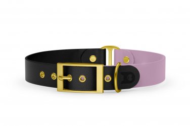 Dog Collar Duo: Black & Lilac with Gold