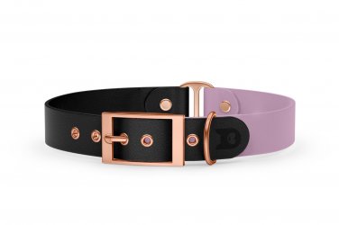 Dog Collar Duo: Black & Lilac with Rosegold