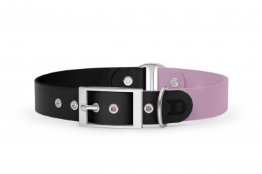 Dog Collar Duo: Black & Lilac with Silver