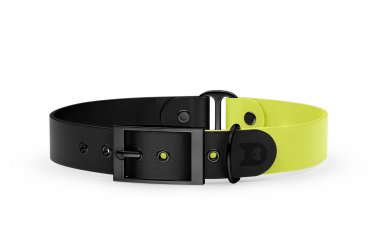 Dog Collar Duo: Black & Neon yellow with Black