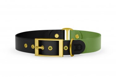 Dog Collar Duo: Black & Olive with Gold