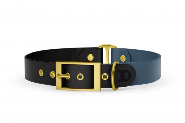 Dog Collar Duo: Black & Petrol with Gold