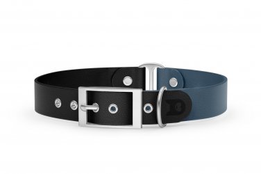 Dog Collar Duo: Black & Petrol with Silver