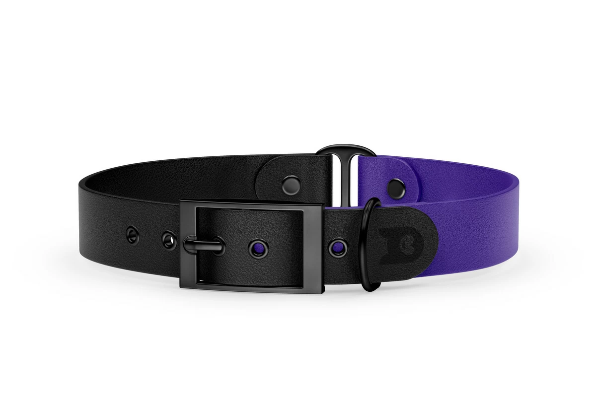 Dog Collar Duo: Black & Purple with Black