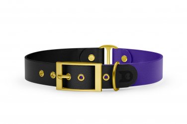 Dog Collar Duo: Black & Purple with Gold