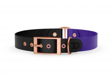 Dog Collar Duo: Black & Purple with Rosegold