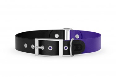 Dog Collar Duo: Black & Purple with Silver