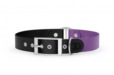 Dog Collar Duo: Black & Purpur with Silver