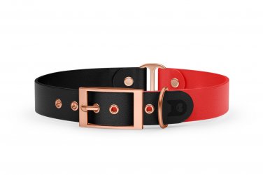 Dog Collar Duo: Black & Red with Rosegold
