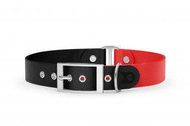 Dog Collar Duo: Black & Red with Silver