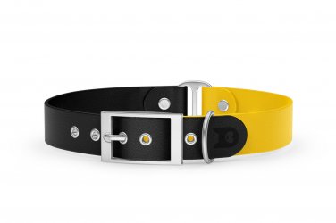 Dog Collar Duo: Black & Yellow with Silver