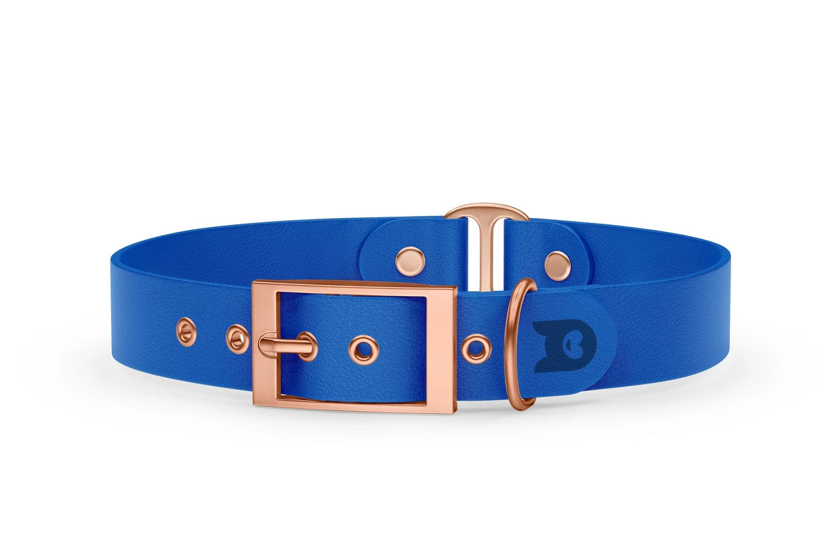 Dog Collar Duo: Blue & Blue with Rosegold