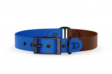 Dog Collar Duo: Blue & Dark brown with Black