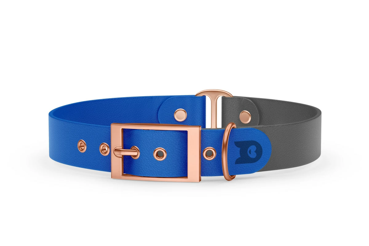 Dog Collar Duo: Blue & Gray with Rosegold