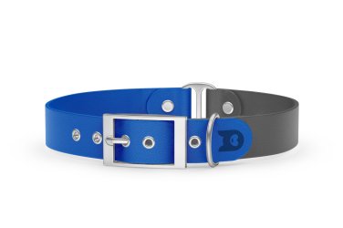 Dog Collar Duo: Blue & Gray with Silver