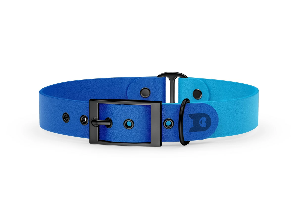 Dog Collar Duo: Blue & Light blue with Black
