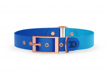 Dog Collar Duo: Blue & Light blue with Rosegold