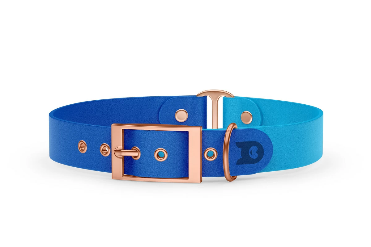 Dog Collar Duo: Blue & Light blue with Rosegold