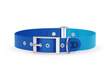 Dog Collar Duo: Blue & Light blue with Silver