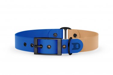 Dog Collar Duo: Blue & Light brown with Black