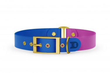 Dog Collar Duo: Blue & Light purple with Gold