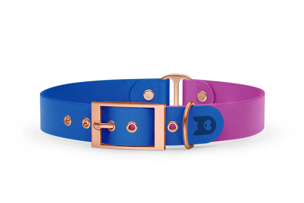 Dog Collar Duo: Blue & Light purple with Rosegold