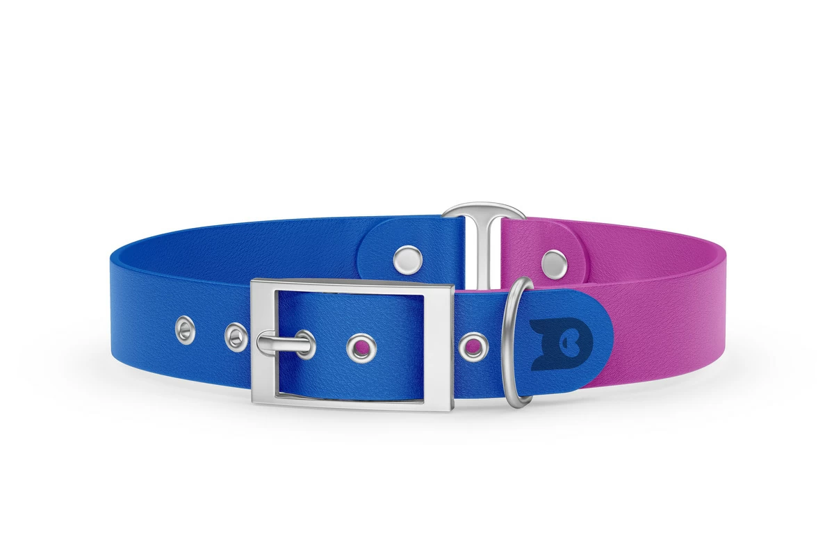 Dog Collar Duo: Blue & Light purple with Silver