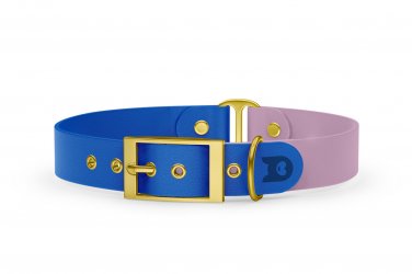 Dog Collar Duo: Blue & Lilac with Gold