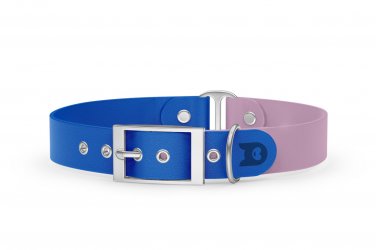 Dog Collar Duo: Blue & Lilac with Silver