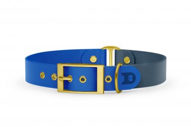 Dog Collar Duo: Blue & Petrol with Gold