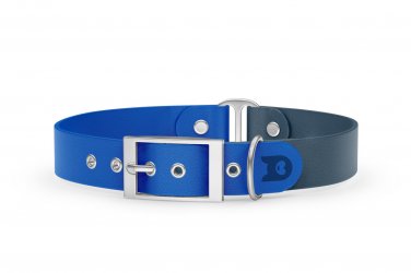 Dog Collar Duo: Blue & Petrol with Silver