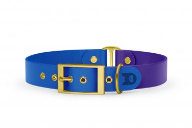 Dog Collar Duo: Blue & Purple with Gold