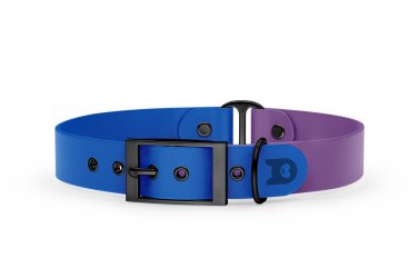 Dog Collar Duo: Blue & Purpur with Black