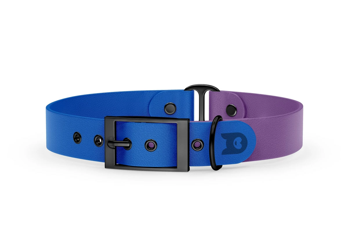 Dog Collar Duo: Blue & Purpur with Black