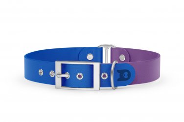 Dog Collar Duo: Blue & Purpur with Silver