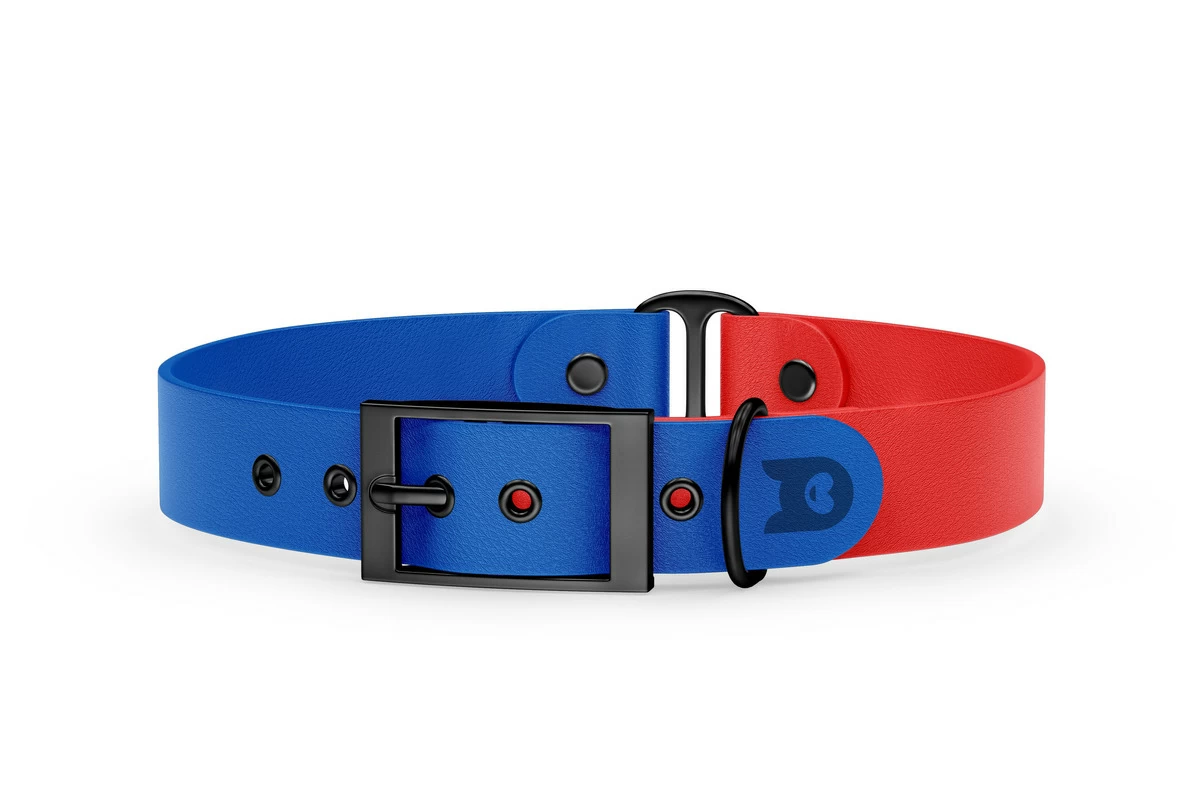 Dog Collar Duo: Blue & Red with Black
