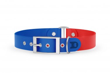 Dog Collar Duo: Blue & Red with Silver