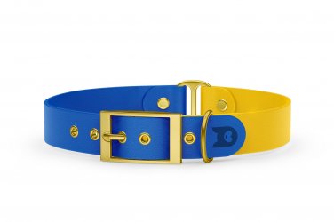 Dog Collar Duo: Blue & Yellow with Gold