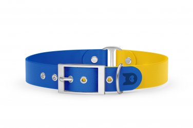 Dog Collar Duo: Blue & Yellow with Silver
