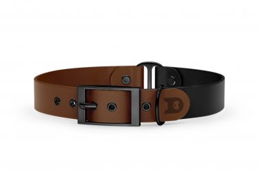 Dog Collar Duo: Dark brown & Black with Black